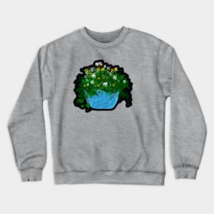 Glittery Blue Vase with Flowers Crewneck Sweatshirt